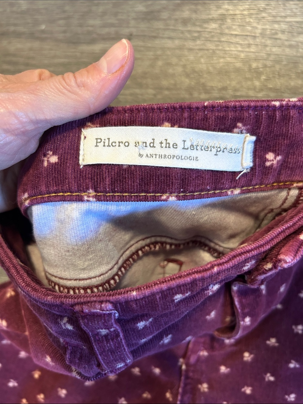 Pilcro and the Letterpress Anthro High Rise Bootcut Corduroy Jeans 28 Floral - Picture 3 of 8